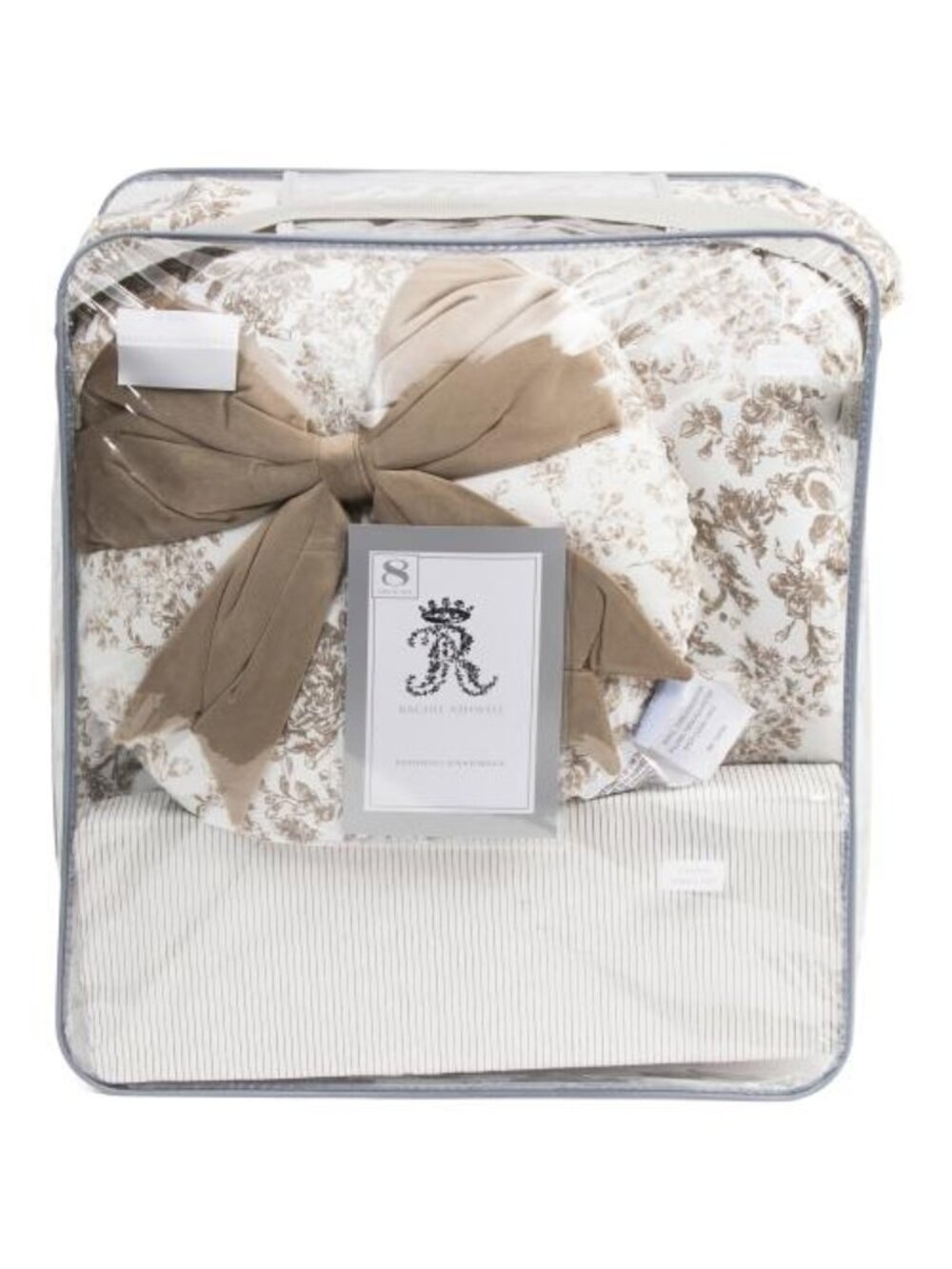 RACHEL ASHWELL Cream & Tan Floral Luxury Multipiece Comforter Set